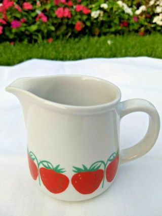 Vintage 60s Mcm - Arabia Of Finland Pomona Strawberries Creamer 2 - 3/4 " Tall