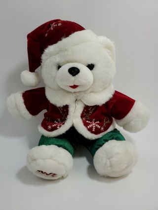 2007 Snowflake Teddy Bear White Boy 14 " Red Green Clothes Dan Dee Plush Xmas