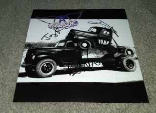 Aerosmith Tom Hamilton Brad Whitford Joey Kramer Signed Pump 12x12 Album Photo B