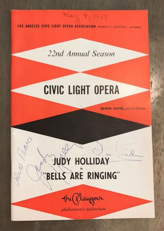 1958 Los Angeles Civic Light Opera Program Signed By Judy Holliday & Hal Linden