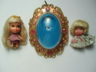 2 Vintage Lucky Locket Kiddle Dolls - 1 Case No Chain - Mattel