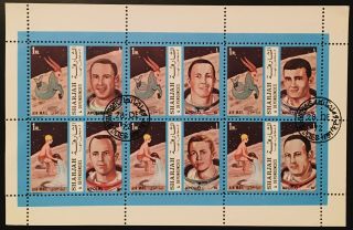 Sharjah Uae Space Planets Astronauts Stars Thematic Stamps Mini Sheet 08190920