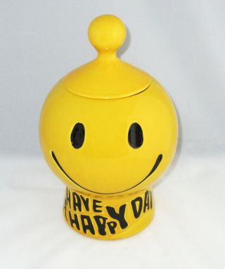 Mccoy Art Pottery Smiley Face Have A Happy Day Cookie Jar Vintage