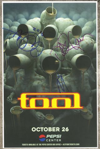 Tool Autographed Live Show Gig Poster Danny Carey,  Adam Jones,  Maynard