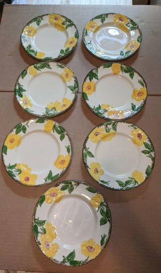 Set Of 7 Vintage Franciscan 8 " Bread Or Salad Plates Meadow Rose Pattern