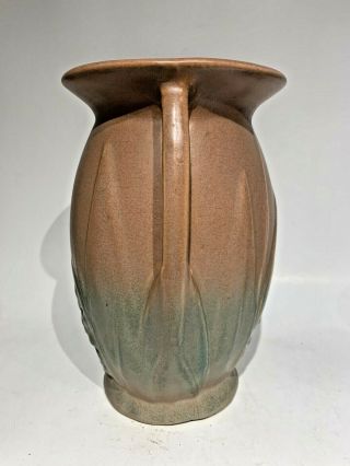 Early Nelson McCoy Pottery Matte Brown/Green Double Handle 8 