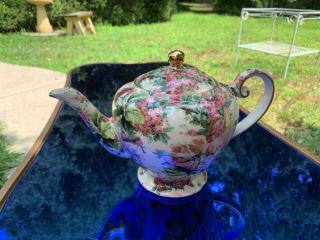 Arthur Wood & Son Staffordshire England Teapot 6821 Chintz Pink Roses Cond