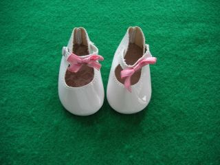 American Girl Samantha White Party Slippers With Pink Bows.  Guc.  Retired.