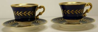 Syracuse China Old Ivory Richelieu Cobalt Blue & Gold Demitasse Cup & Saucer (s)