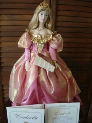 1987 Franklin Heirloom Bisque Porcelain 20 " Cinderella Doll &