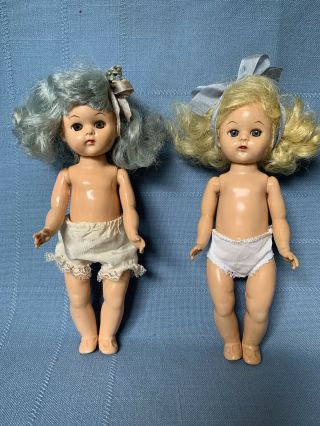 Vintage Virga Lollipop Dolls 8” Hard Plastic Blue Hair Lemon Blonde Ginny Clone