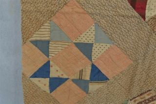 antique early quilt piece pink brown handmade patchwork doll bed 19thc 1800 3
