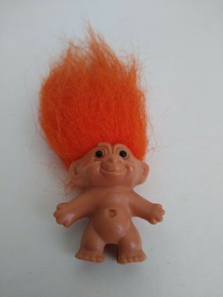 Dam Things Troll Doll Pencil Topper 1 1/4  Naked With Orange Hair Vintage