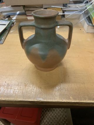Muncie Pottery Medium Two Handle Vase Green