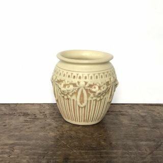 Early Weller Pottery Pattern Ivory Small Jardiniere,  Vase,  Matte Glaze