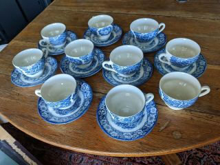 Staffordshire Old North Church Liberty Blue Nine Cups & Saucers One Single Cup