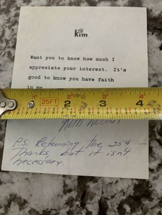 Oscar Winner Kim Novak Autograph Signed Letter Card