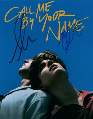 Timothee Chalamet & Armie Hammer Call Me By Your Name Signed 8x10 Photo G1