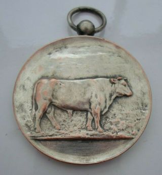 Antique 1906 Belgian Bull Cattle Livestock Breeder Award Medal