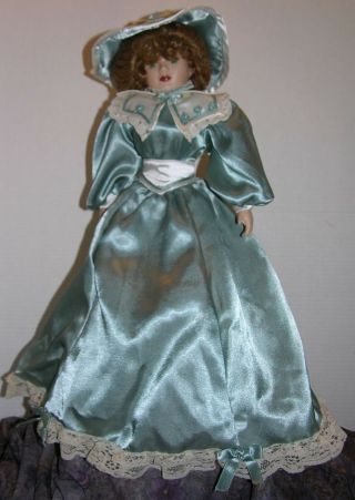 Vintage Style Porcelain Doll - Blue Dress White Trim - Fund Raiser For Evf