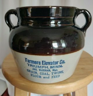 Vintage Red Wing Stoneware Bean Pot Farmers Elevator Meehan Triumph Minn.