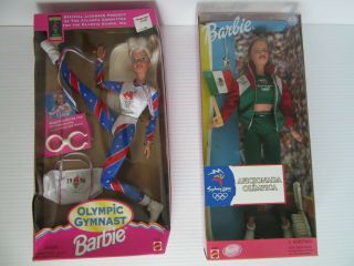 2 Dolls Olympic Gymnast Barbie And Aficionada OlÍmpica Barbie Mattel
