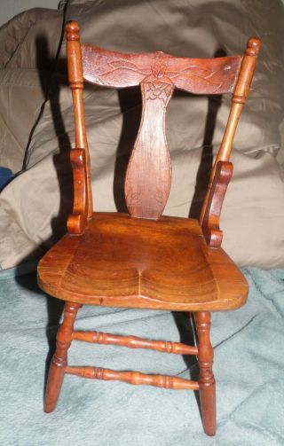 Vintage Dollhouse 12 1/2 " Tall Wood Chair Detail Looks Handmade