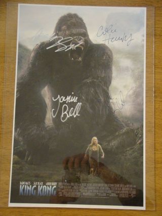 King Kong (2005) Poster Signed By 7 Jackson Watts Brody Black Serkis Hanks Bell