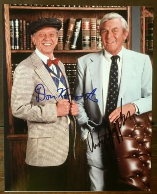 " Matlock " Autographed Cast Photo Signed By Don Knotts (5 Emmys) & Andy Griffith