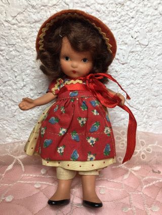 Bisque Nancy Ann Storybook Doll Id 120 “to Market” Moving Legs Calico Apron