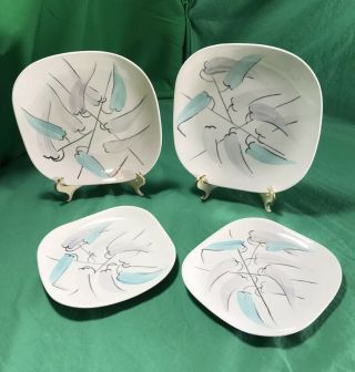 Vintage Red Wing Pottery Willowwind Handpainted Salad Plates & Dessert Plates 2e
