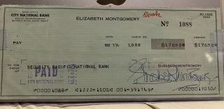 Bewitched Signed Check Elizabeth Montgomery Samantha Stephens Agnes Moorehead