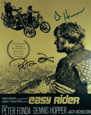 Peter Fonda Dennis Hopper Easy Rider Signed 8x10 Autographed Photo,