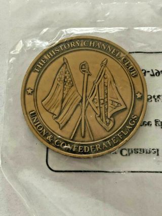 History Channel Club Union Confederate Flags Collectors Medallion - Flag & Sword