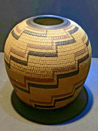 Vintage Mid Century Studio Art Pottery Bulbous Jar Vase,  Artisan Signed