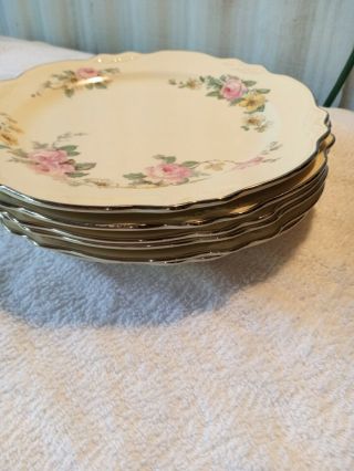 6pc 1955 Set Vintage Homer Laughlin Virginia Rose Dinner Plates 9 - 1/2 " Pastel U