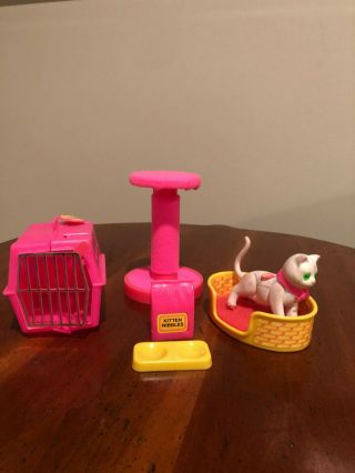 Vintage Barbie Fluff Cat Pet Set With All Accessories 1983