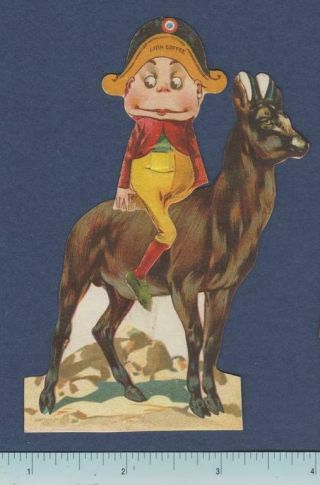 Palmer Cox Brownie Lion Coffee Die Cut Paper Doll: French Rides Chamois