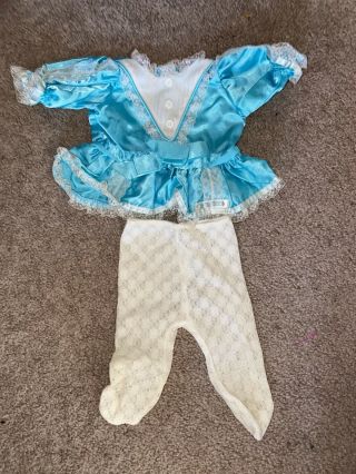 Vintage Cabbage Patch Kids Outfit Blue Dress White Lace Tights