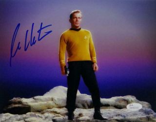 William Shatner Signed Star Trek 8x10 Photo Standing On Rock - Jsa W Auth