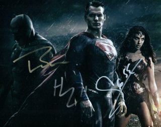 Henry Cavill Ben Affleck Gal Gadot 8x10 Signed Photo Autograph Picture With