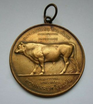 Antique Belgian Bull Cattle Livestock Breeder Award Medal