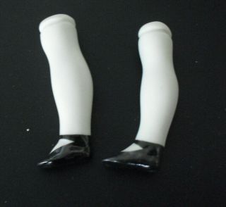 Vintage Set Of Porcelain Bisque Girl Doll Legs With Painted Shoes 2 1/2 " Long