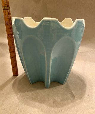 Vintage Mid - Century Modern Red Wing Pottery Turquoise Blue Ceramic Planter Vase