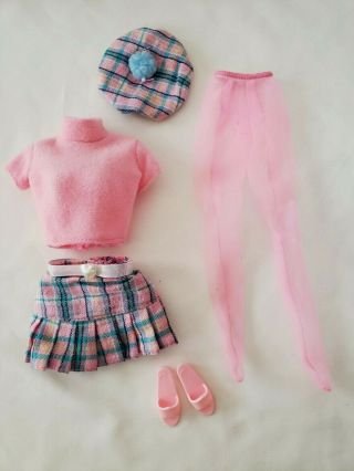 Barbie Fashion Avenue Boutique Pink & Blue Plaid Skirt Outfit With Beret Hat
