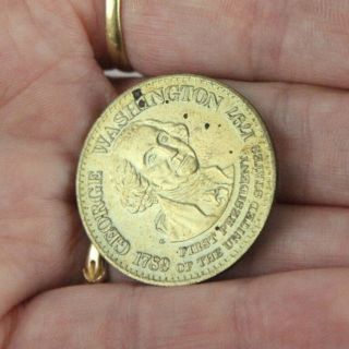 Vintage 70s George Washington Brass Token Coin Medallion President Charm 3