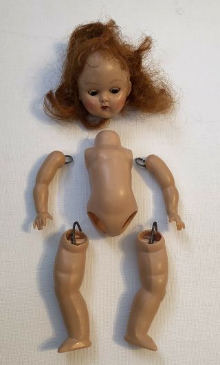 Vintage Vogue Ginny Doll Red Hair 1950 Needs To Be Restrung & Do Tlc With Wig