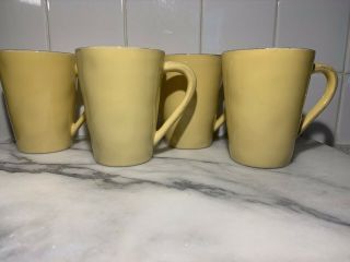 Crate And Barrel Marin Yellow (set Of 4) Yellow Mugs / Cups.  Made In Portugal