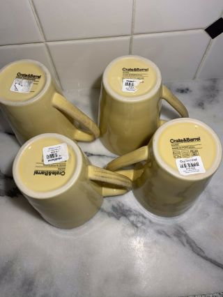 Crate and Barrel MARIN YELLOW (set of 4) yellow Mugs / Cups.  Made In Portugal 2