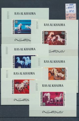 Xc27256 Ras Al Khaima 1972 Imperf Horses Animals Sheets Xxl Mnh Cv 30 Eur